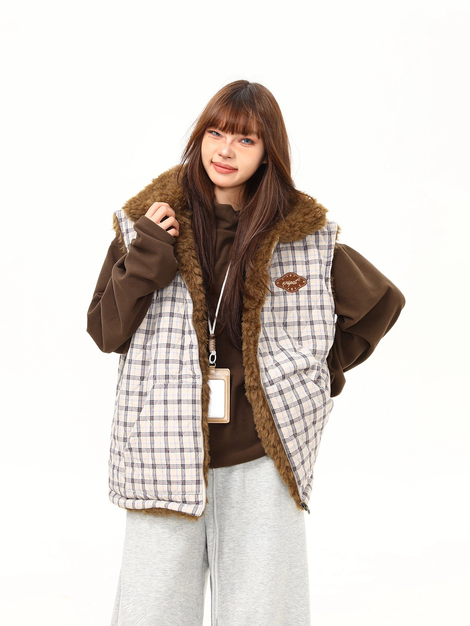 Maple Lodge Check Sherpa Vest