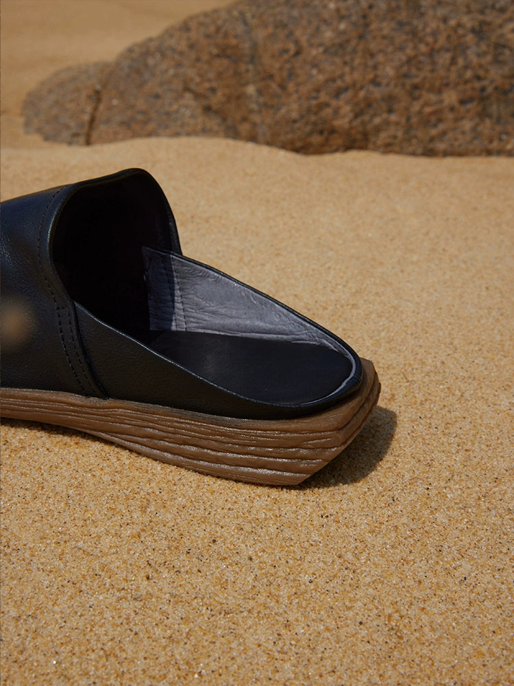Square-Toe Slide Sandals