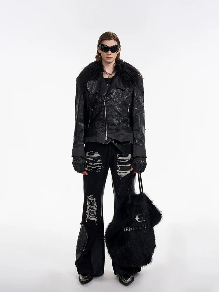 Raven Fur Biker Jacket
