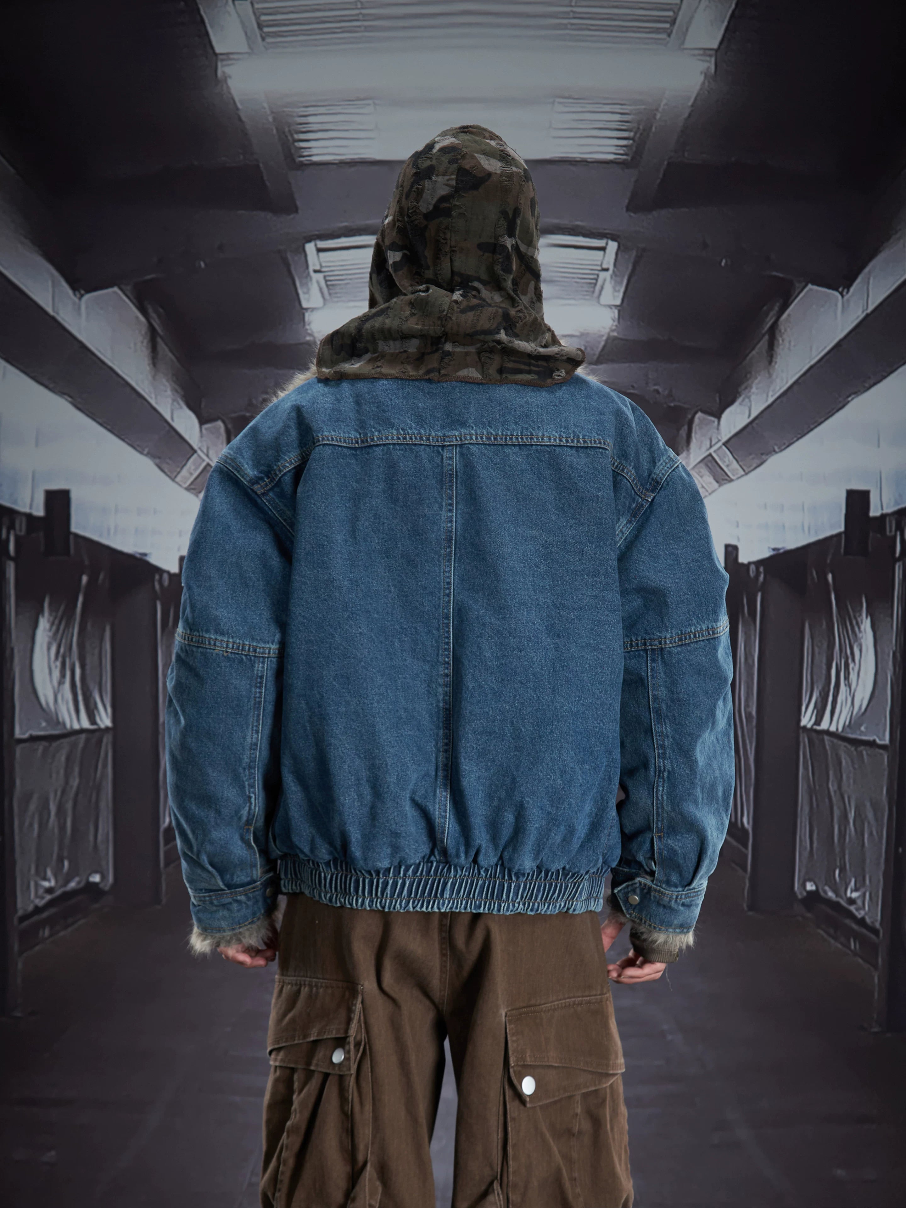 Frostlined Forge Denim Bomber Jacket