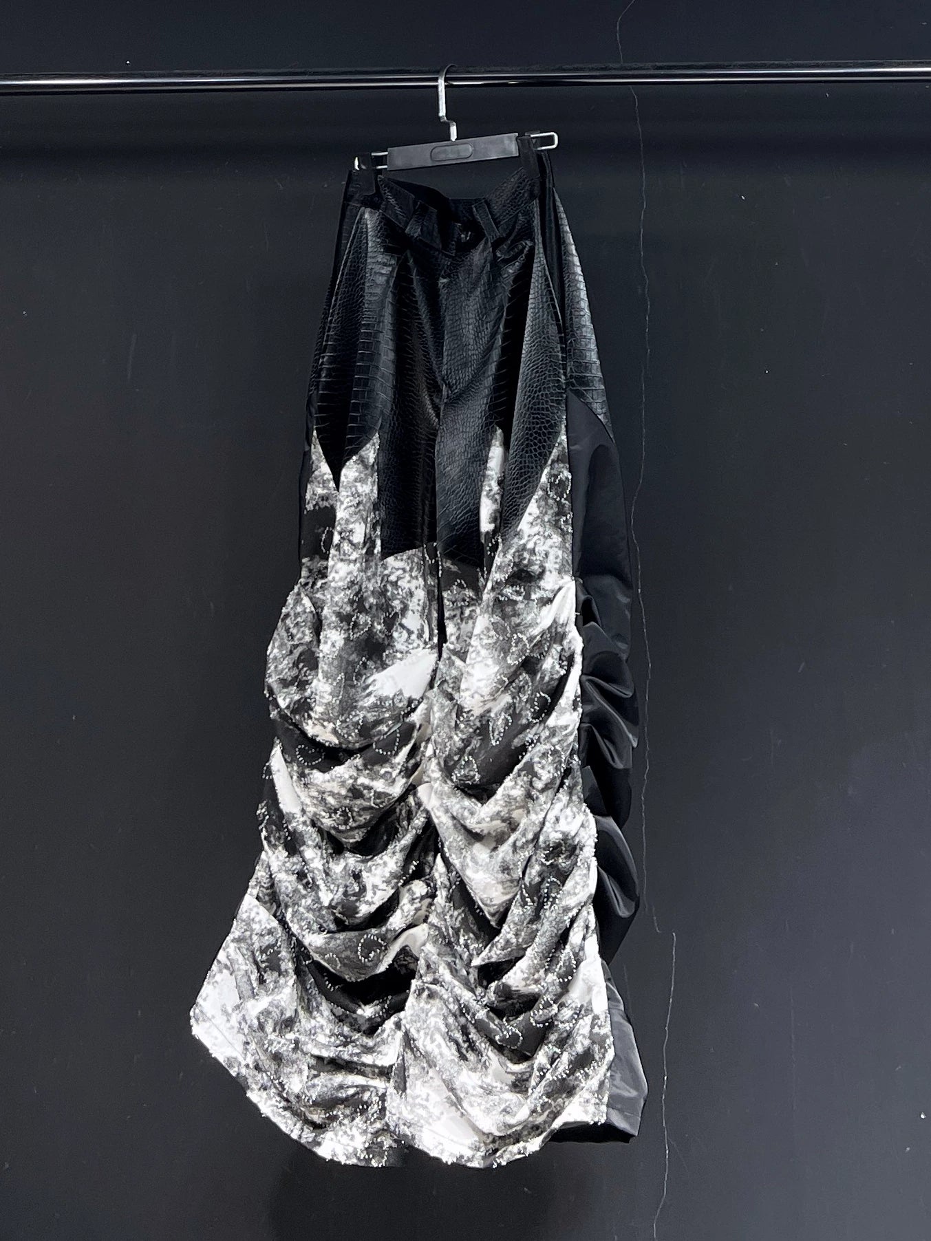 Obsidian Glacier Reptile Ruched Flare Pants