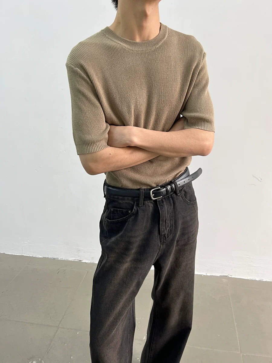 Ribbed Onyx Knit Tee