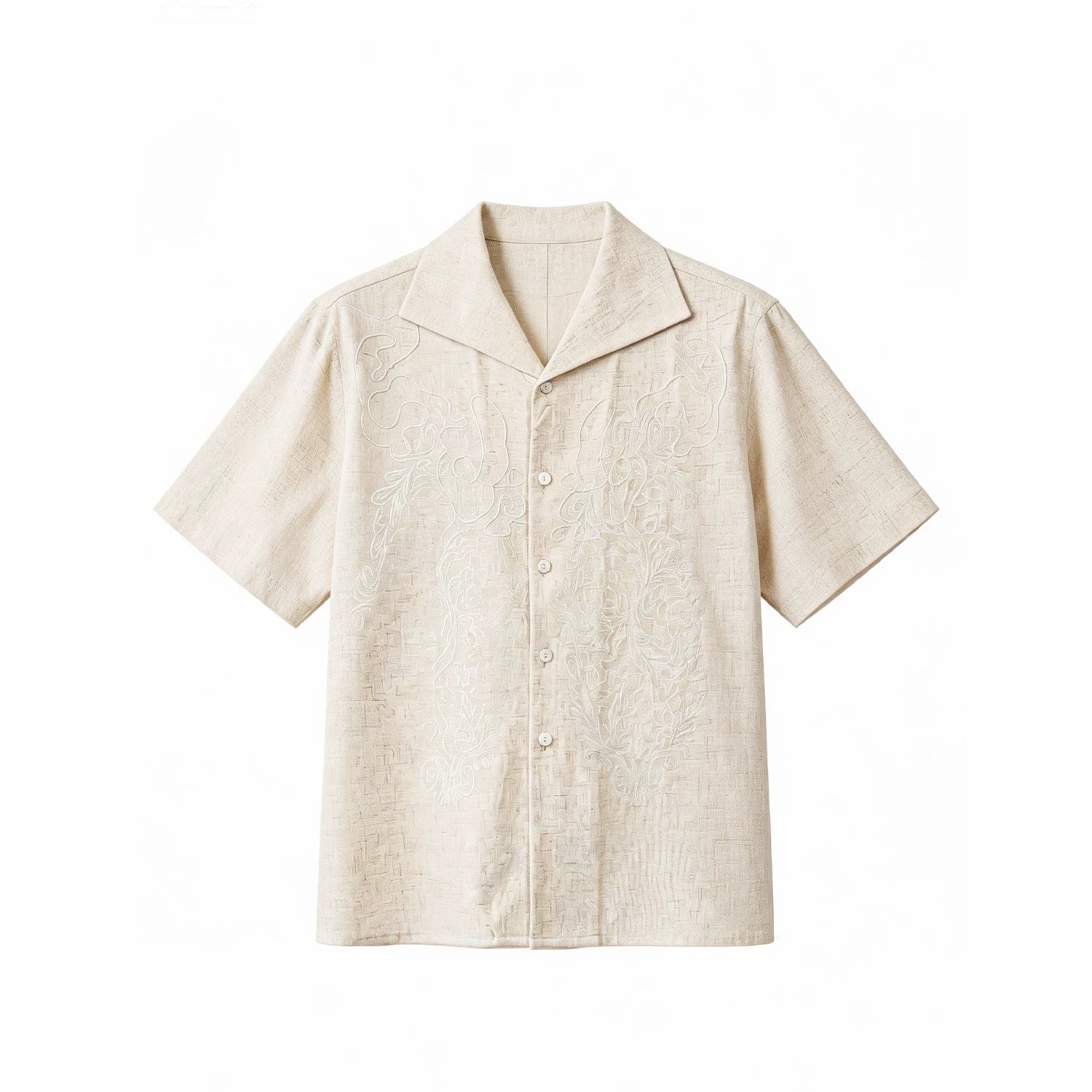 Linen Haze Scroll Camp Shirt