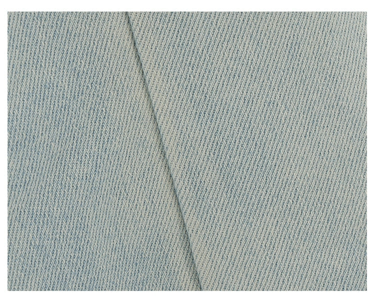 Light Blue Loose Straight Wide-Leg Denim Pants With Embroidery Design - chiclara