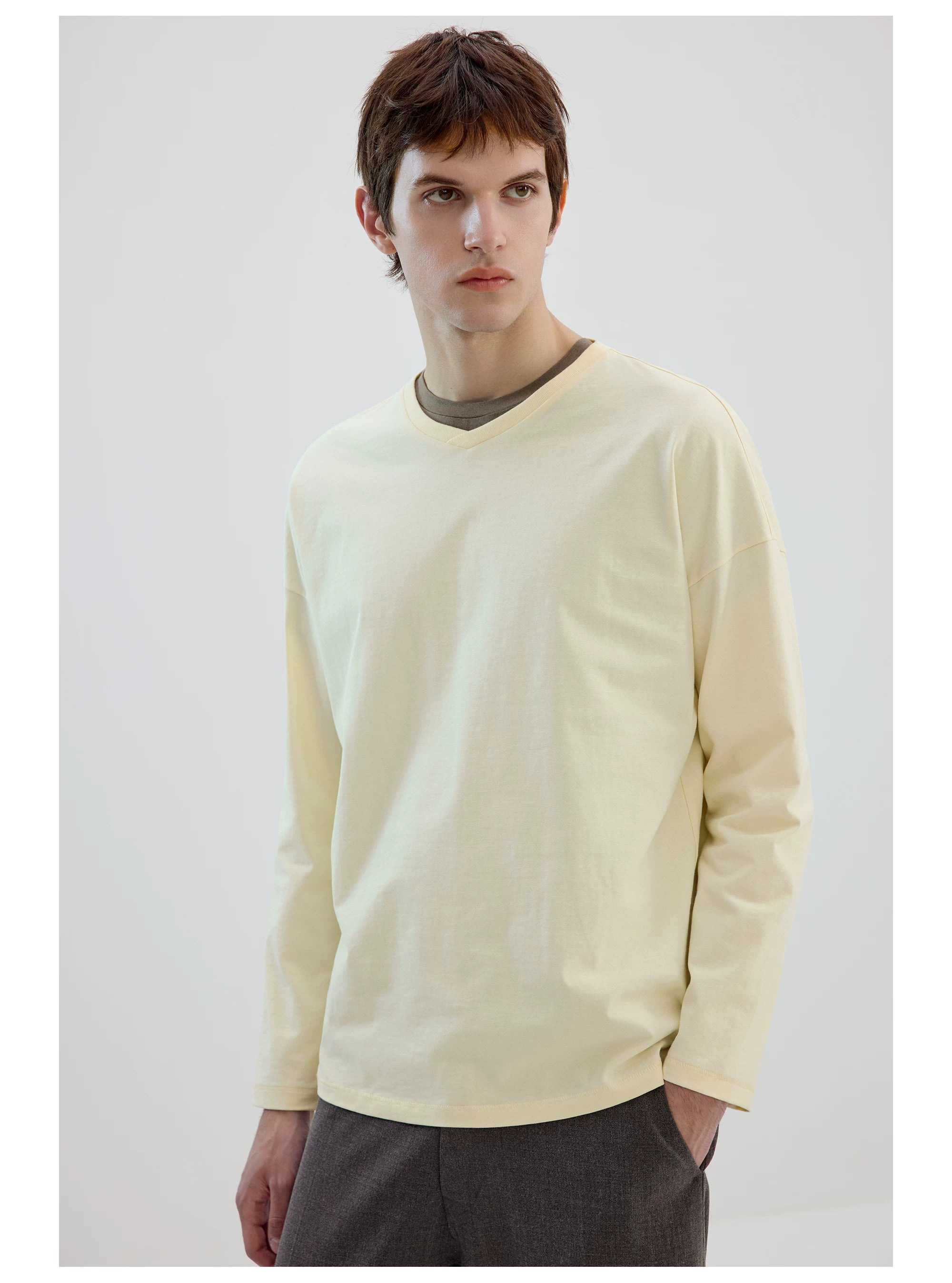Relaxed V-Neck Long-Sleeve Tee