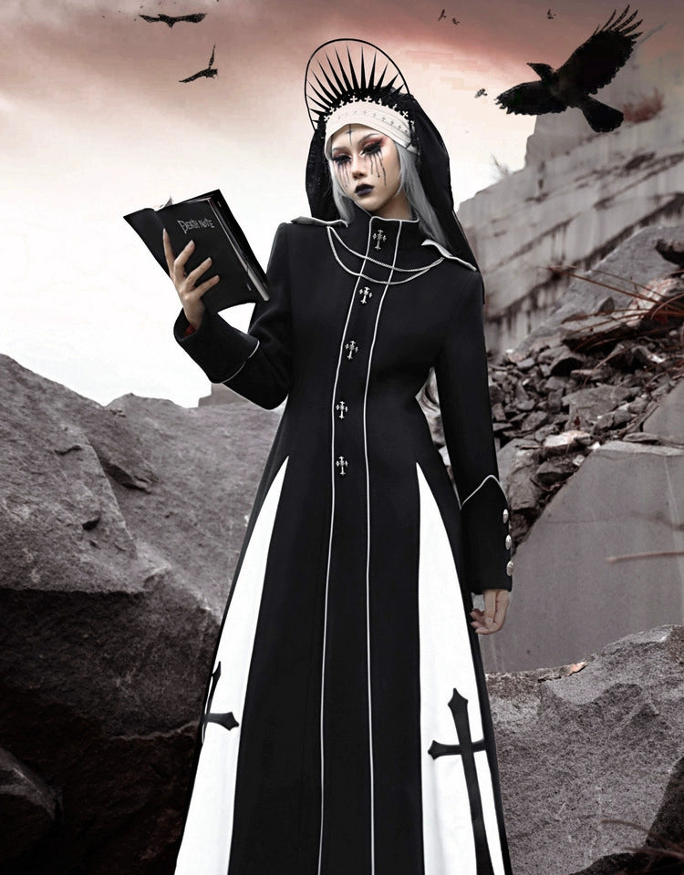 Gothic Cross Long Trench Coat