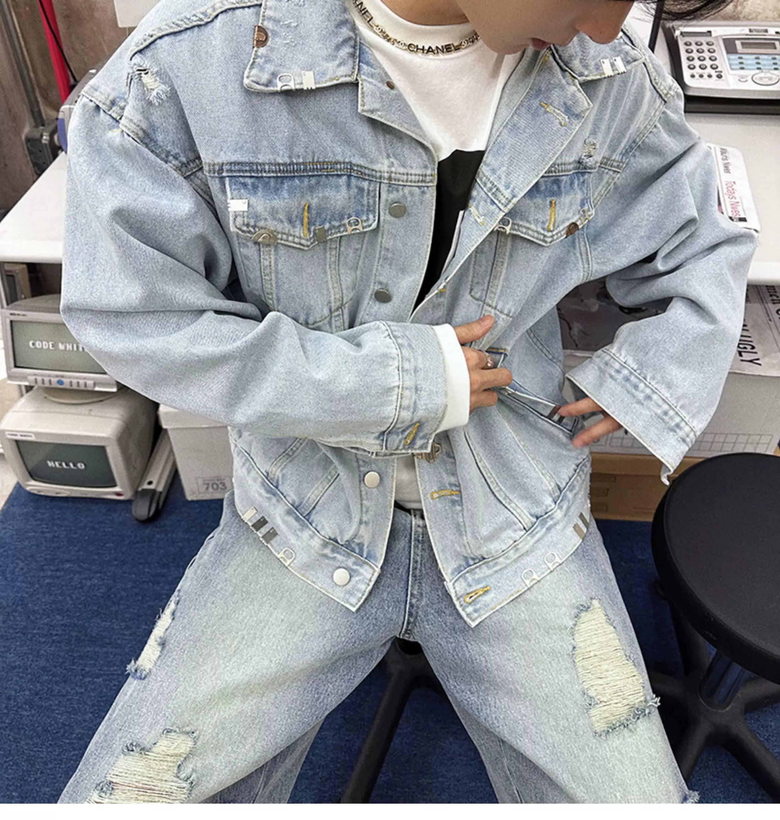 Staple Signal Light-Wash Hardware Trucker Jacket