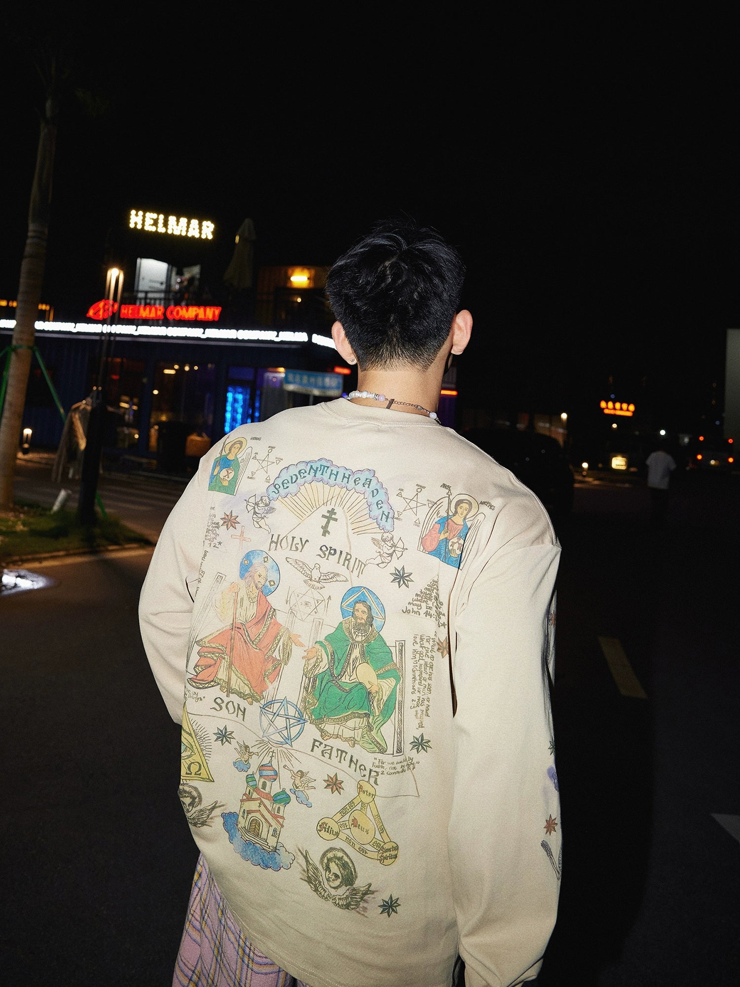 Religious Icon Print Oversized Sweatshirt