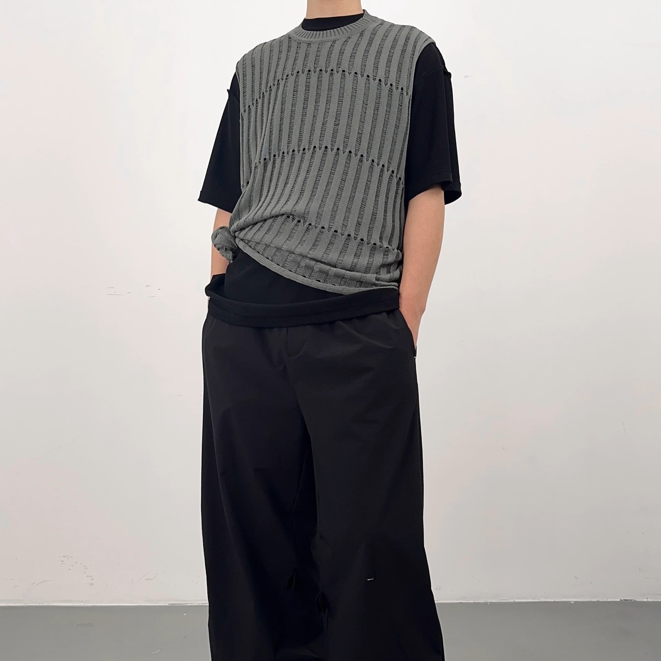 Tree-Pattern Open-Knit Vest