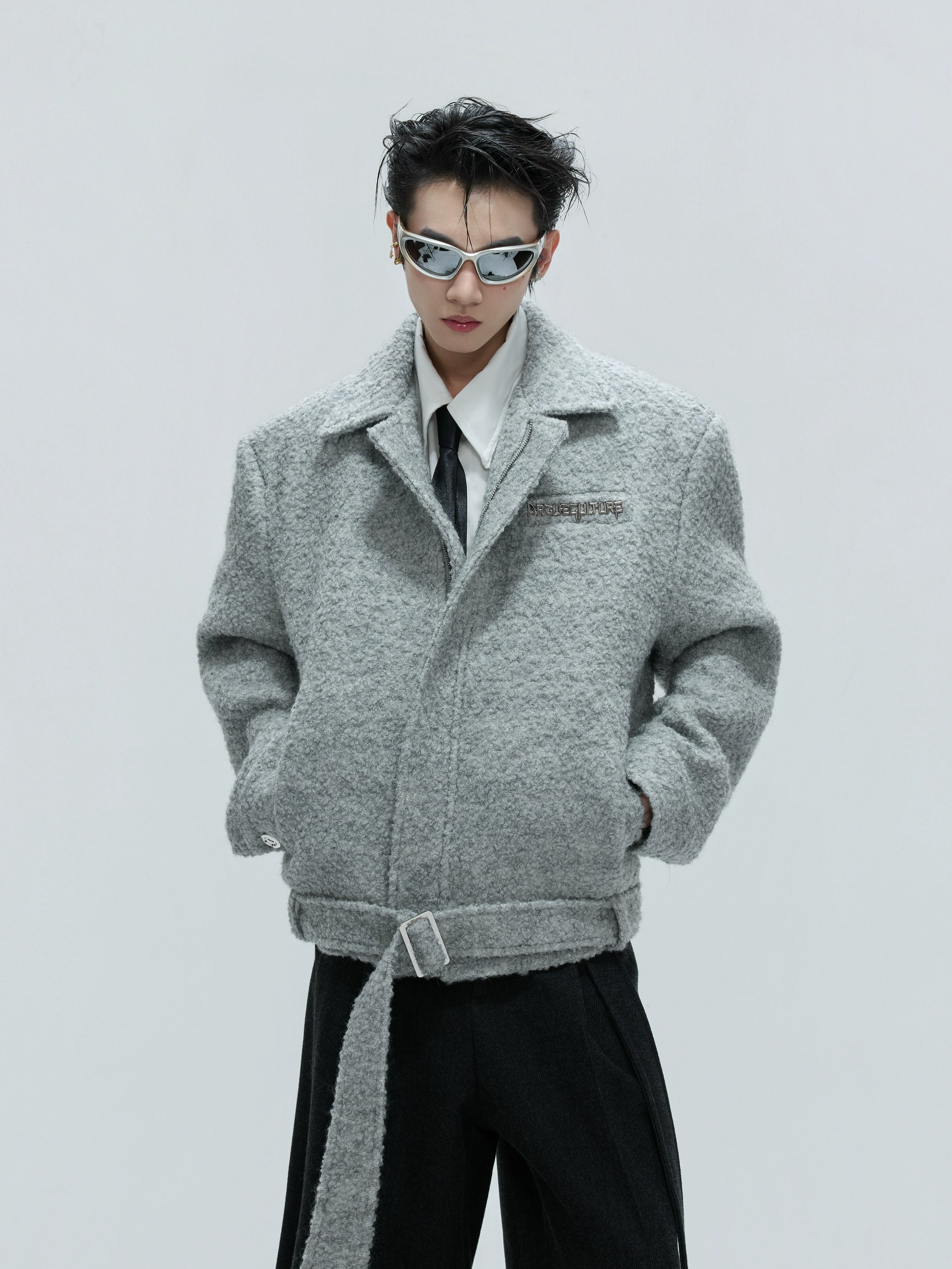 Frosted Sky Belted Wool Jacket