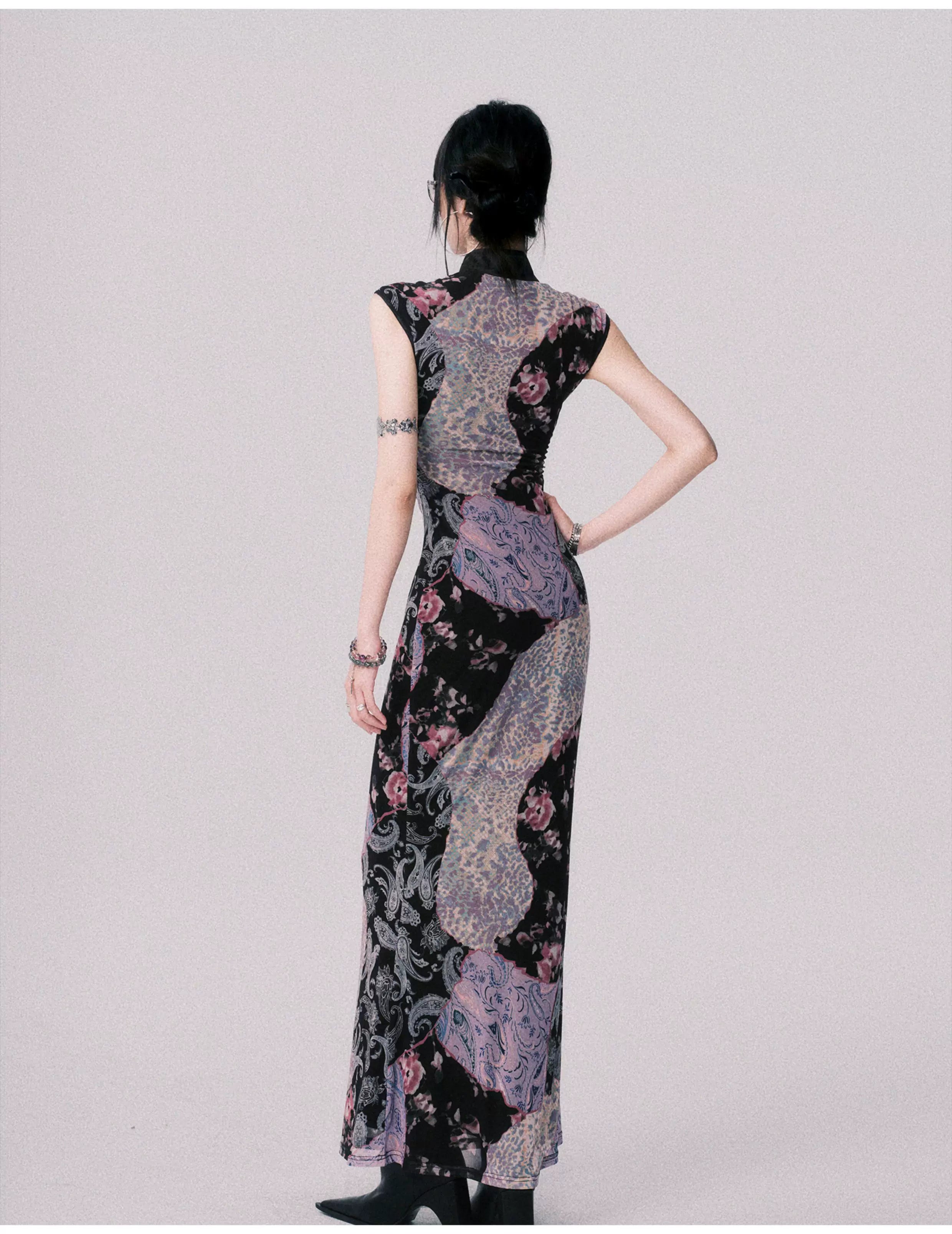Nocturne Mosaic Cheongsam Maxi Dress