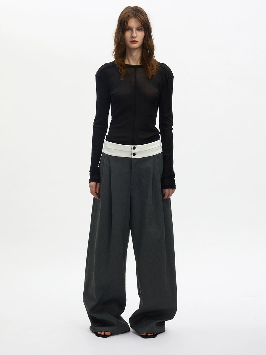 IvoryBand High-Rise Pleat Trousers