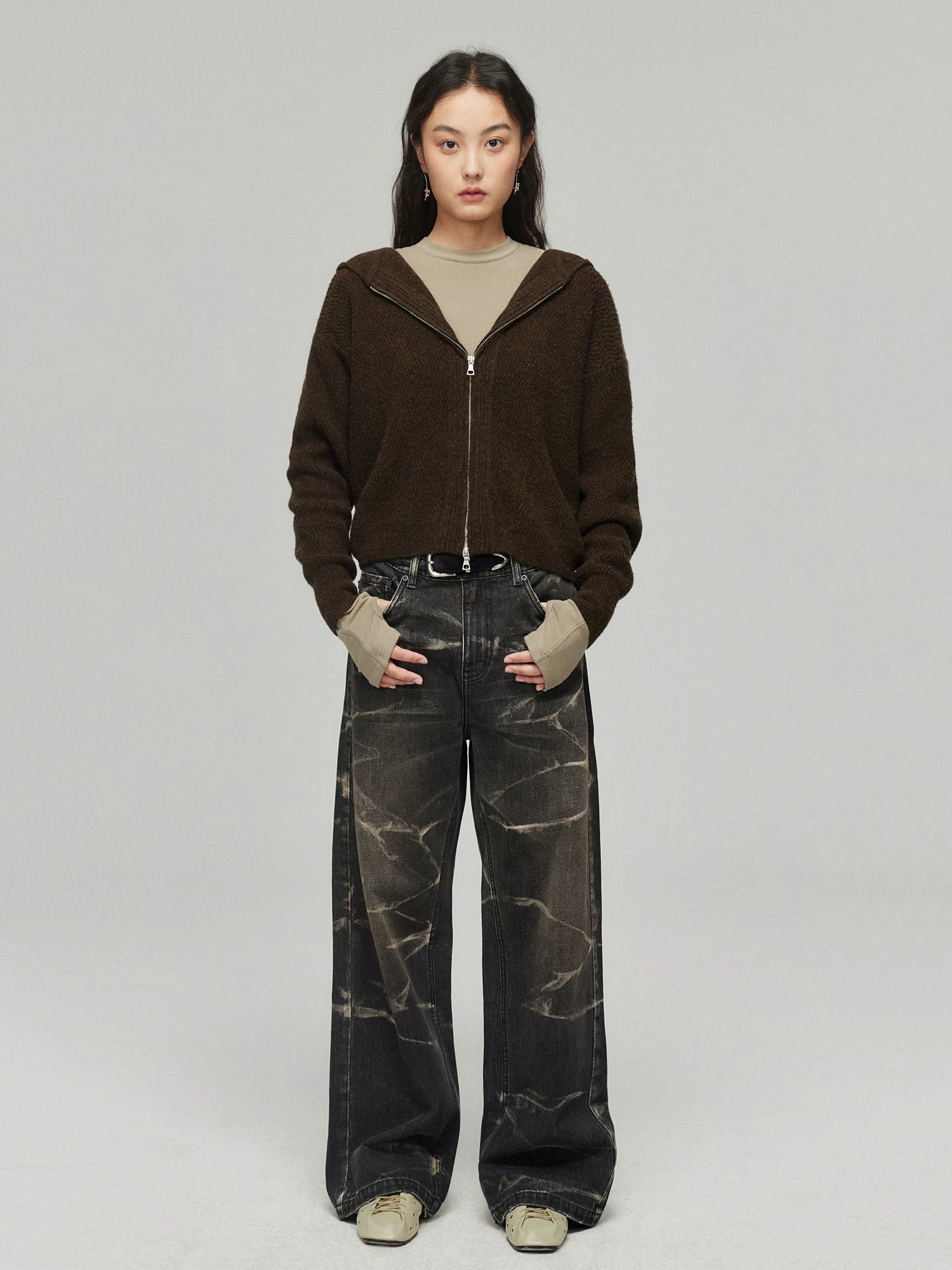 Mochafuzz Cropped Knit Hoodie
