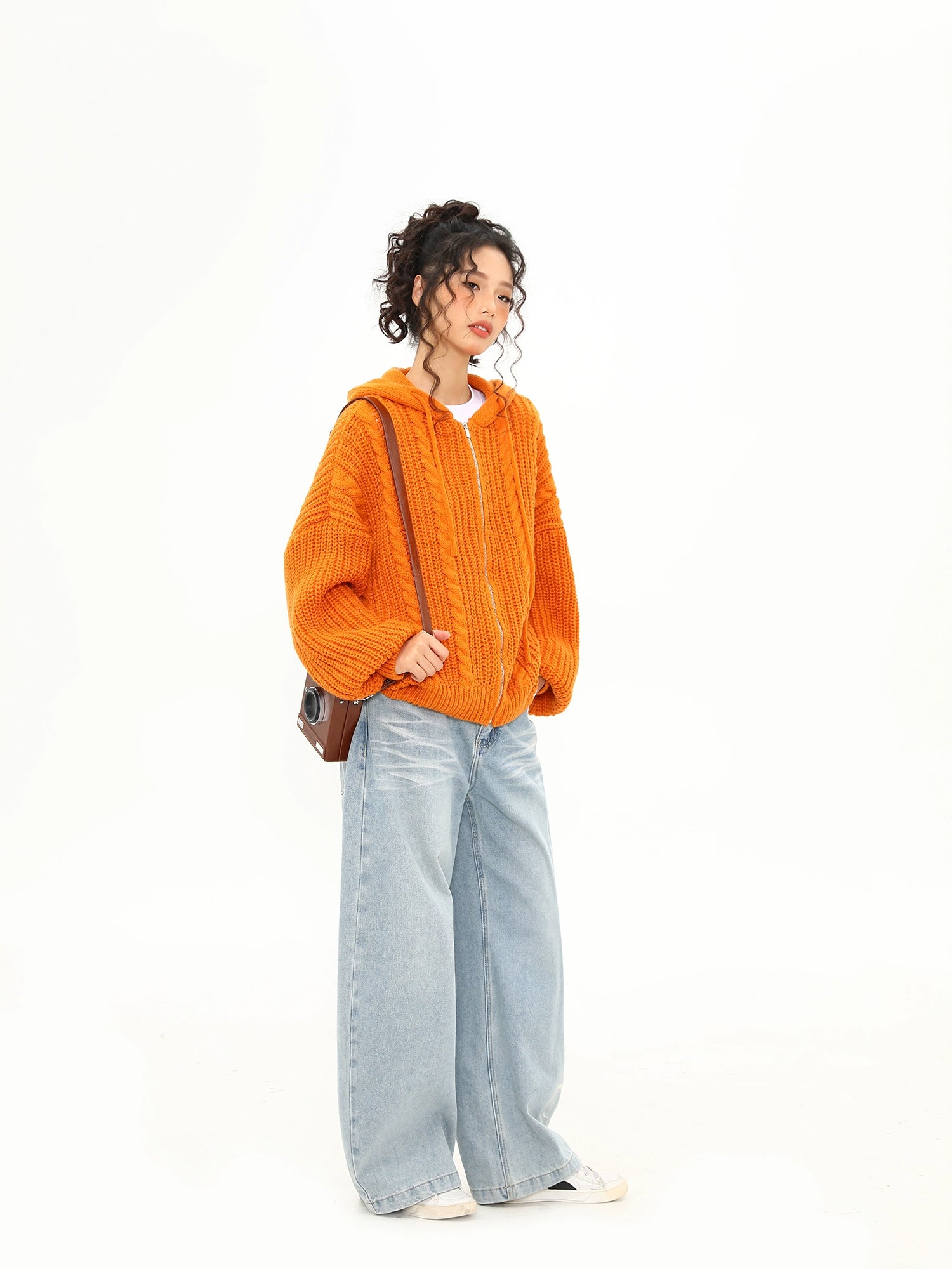 Sunburst Cable Knit Zip Hoodie