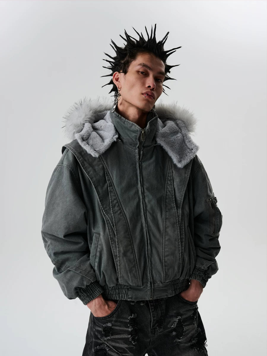 Ashfall Faux Fur Hooded Bomber Jacket
