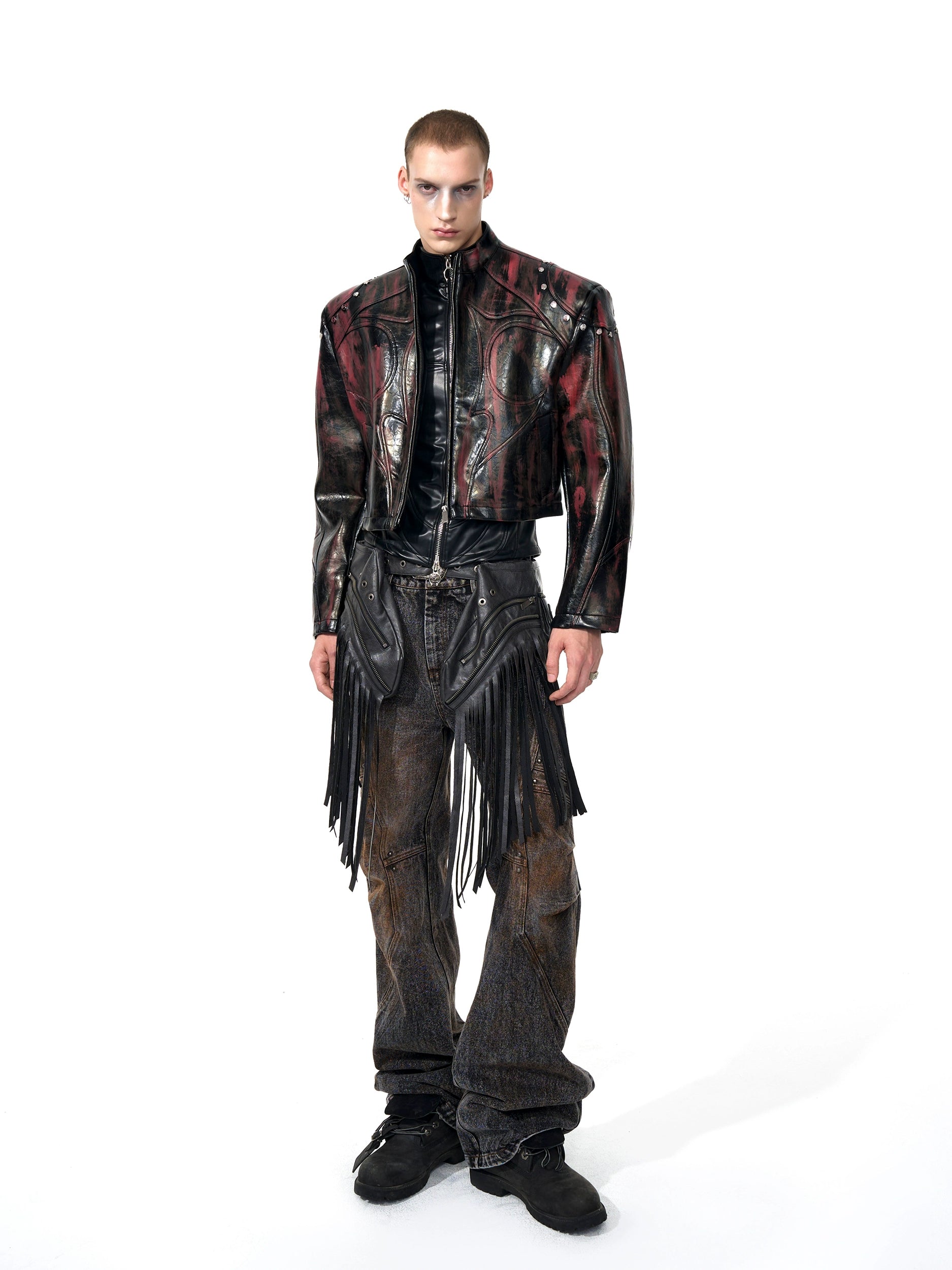 Cropped Sheer Panel Jacket
