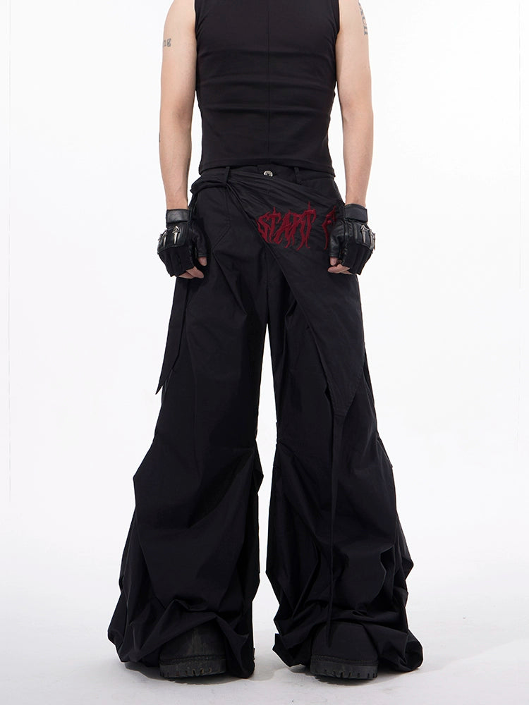 Wide-Leg Pants with Geometric Panel Detailing