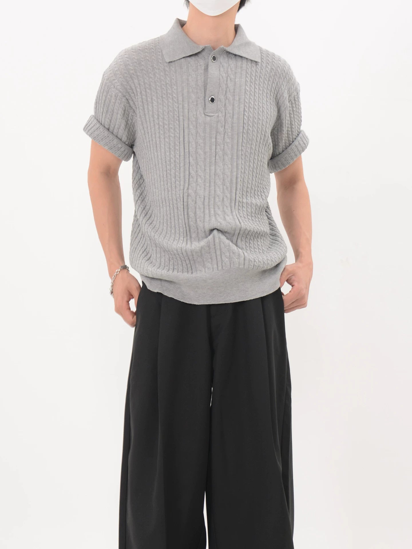 Cable Ridge Knit Polo