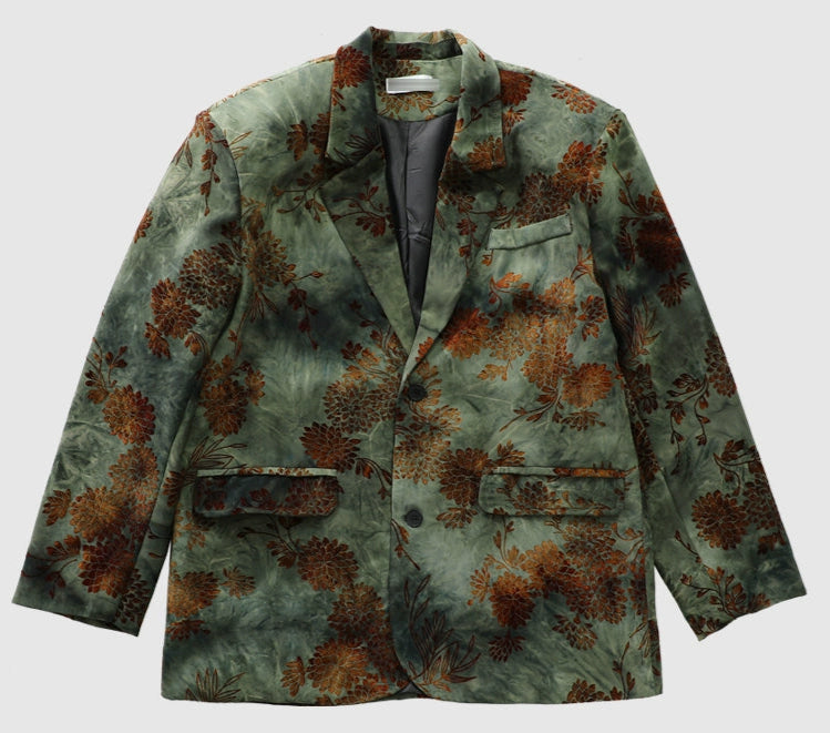 Green Floral Jacquard Blazer