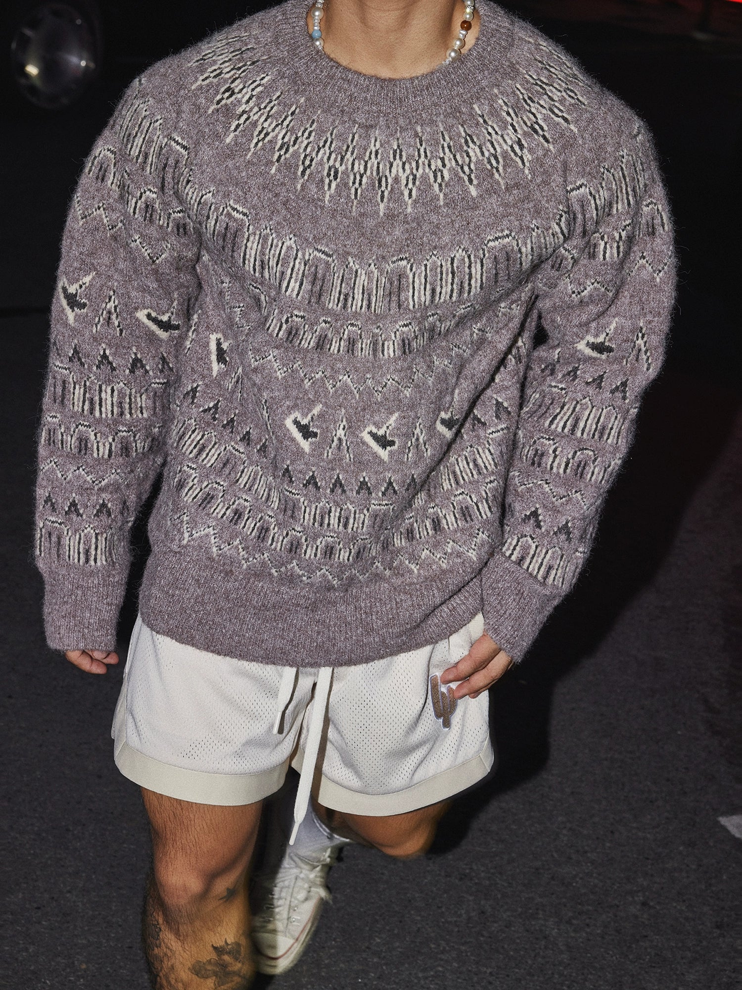 Geometric Jacquard Knit Sweater