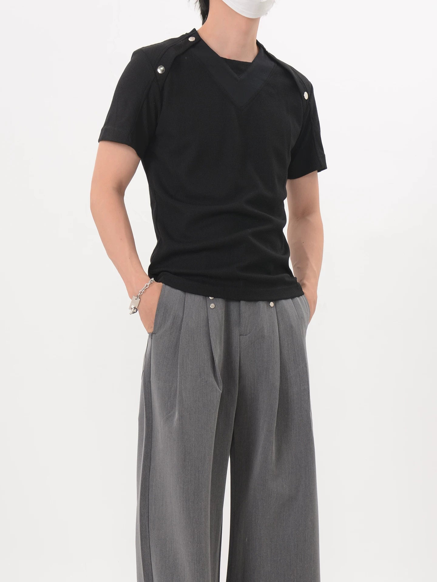 Shoulder Snap Knit Tee