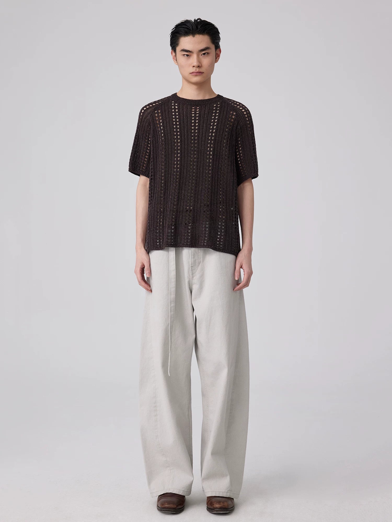 Open-Knit Short-Sleeve T-Shirt
