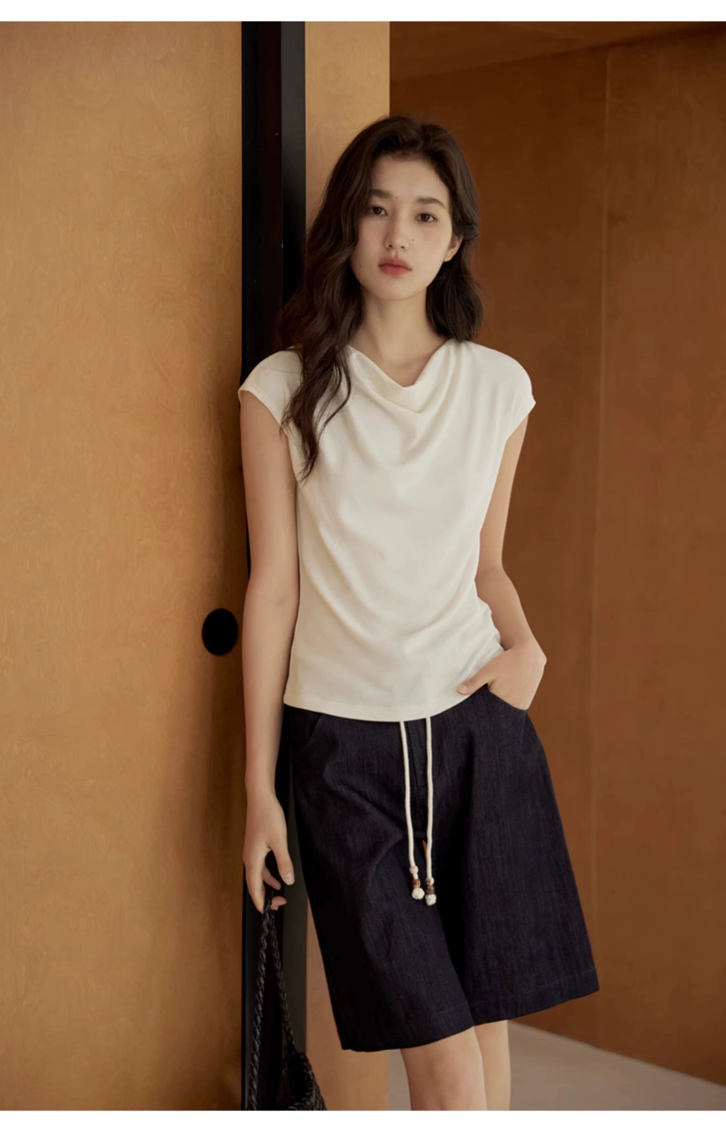 Cowl Neck Cap Sleeve Top