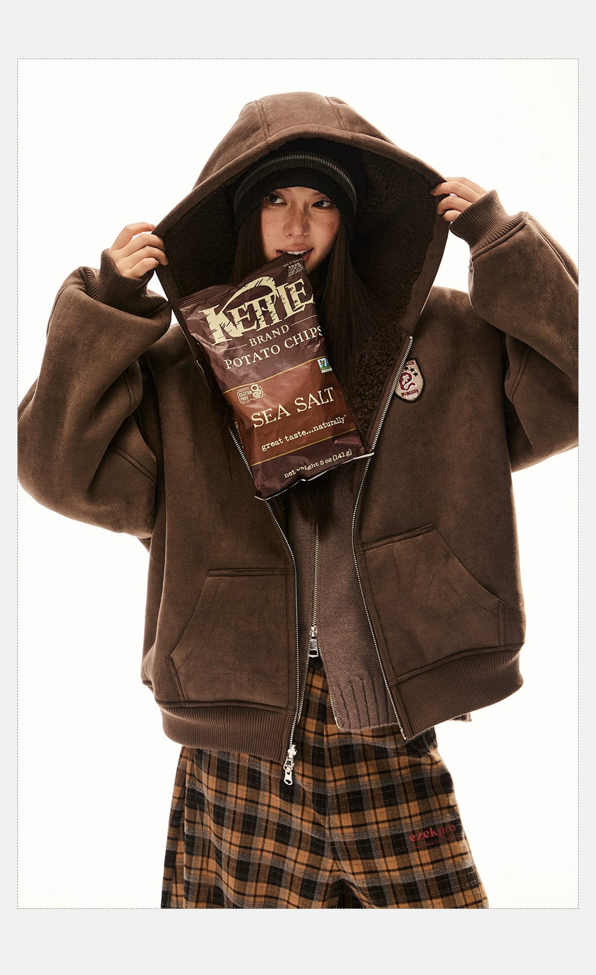 Brown Hooded Zip-Up Jacket
