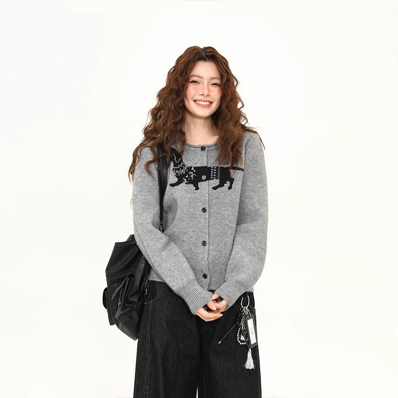 Dachshund Stroll Knit Cardigan