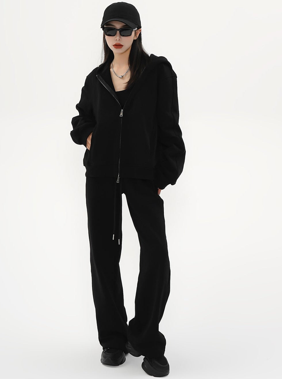 Pantalon à cordon à jambes larges à taille haute - pantalon de salon en ajustement détendu
