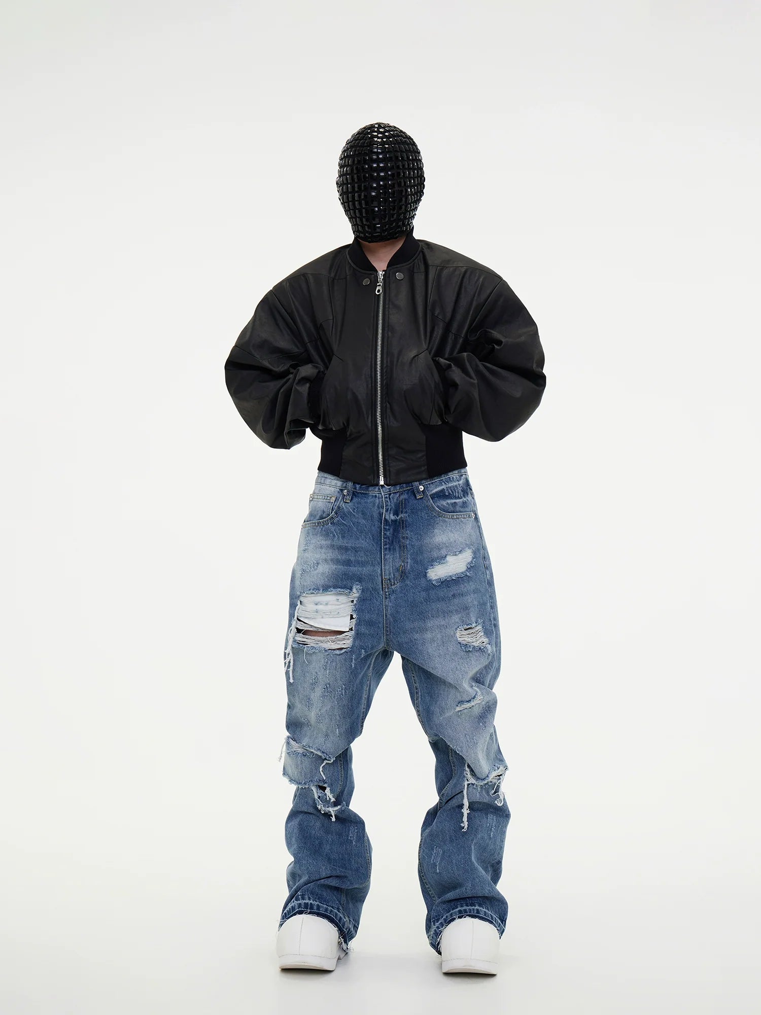 Ripped Light Wash Distressed Baggy Jeans