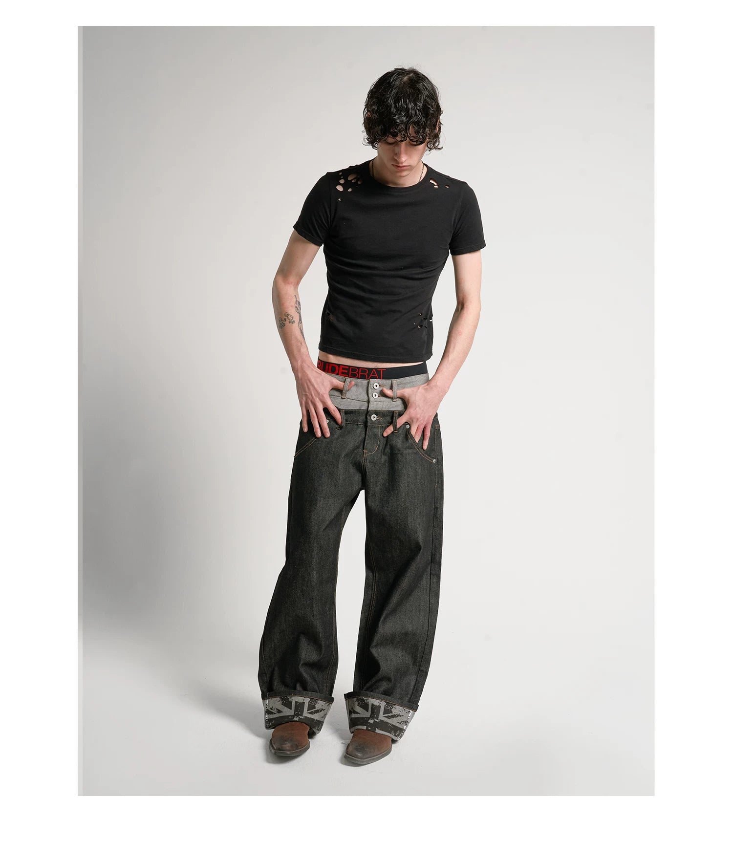 Union Cuff Studded Baggy Jeans