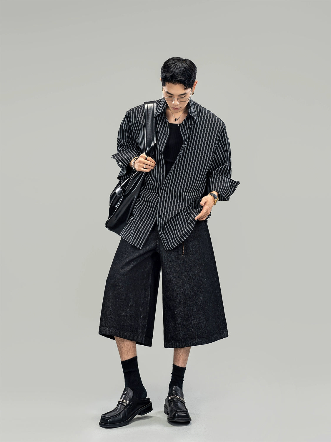 Midnight Pinstripe Flow Shirt