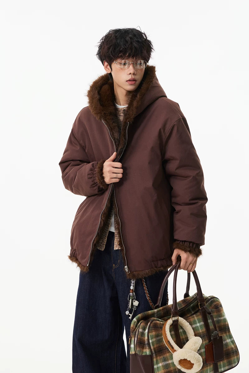 Glacier Haze Faux-Fur Hoodie Coat