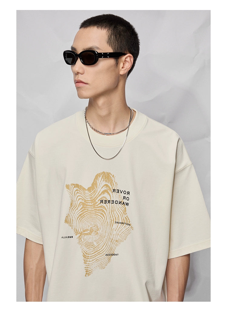 Camiseta de manga corta de impresión gráfica y letra