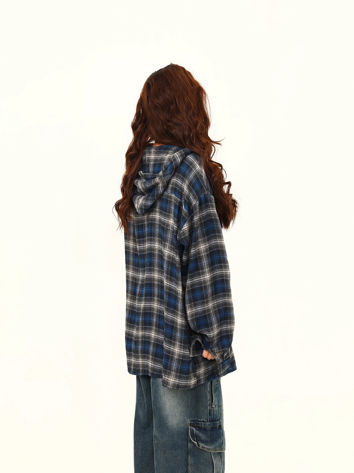 Blue Plaid Oversized Flannel Shirt