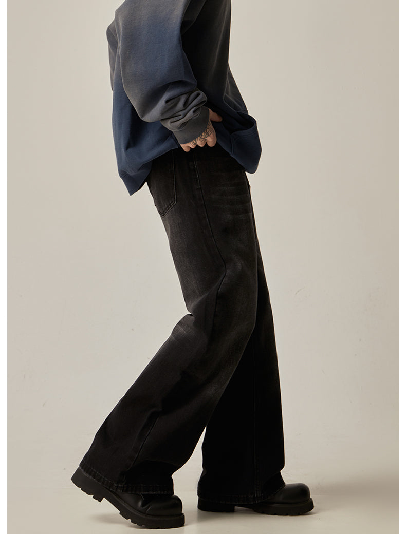 Black Baggy Straight Leg Jeans