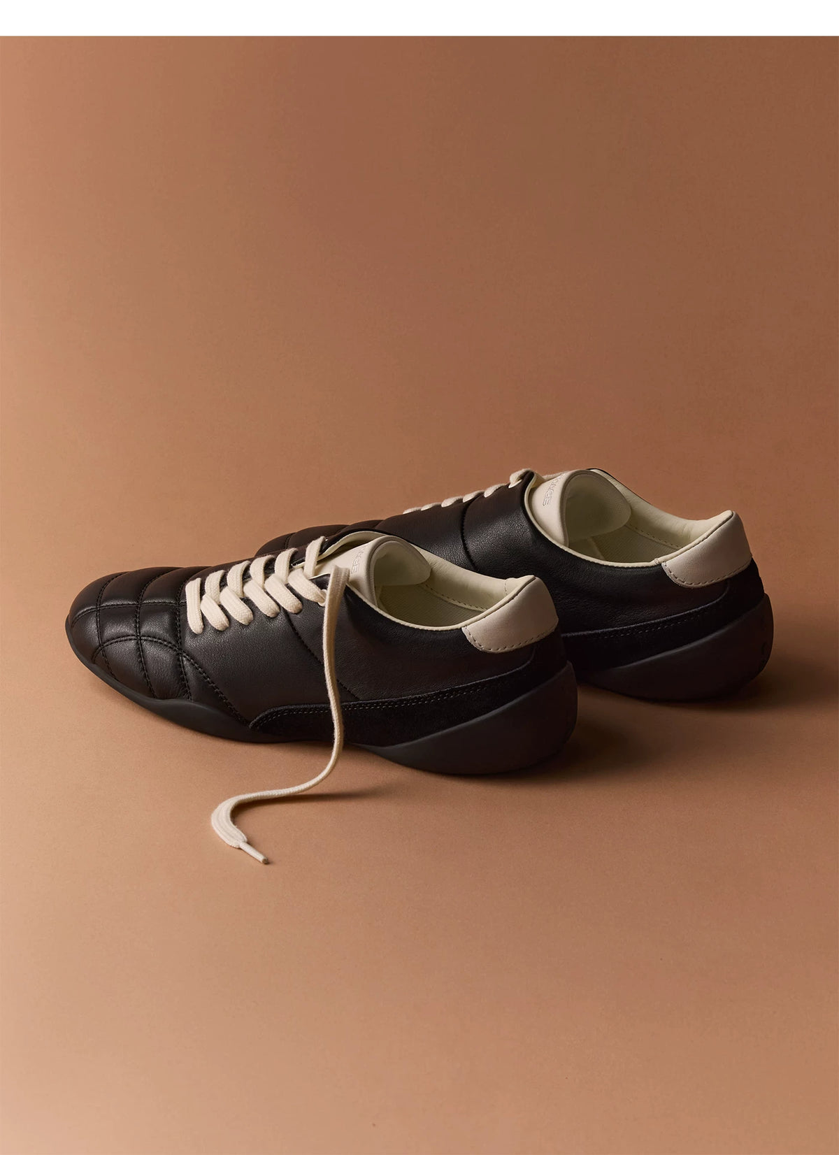 Quilted Leather Retro Lace-Up Sneakers