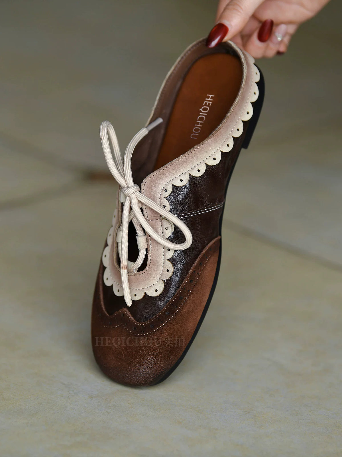 Rosalie Scallop Lace-Up Flats