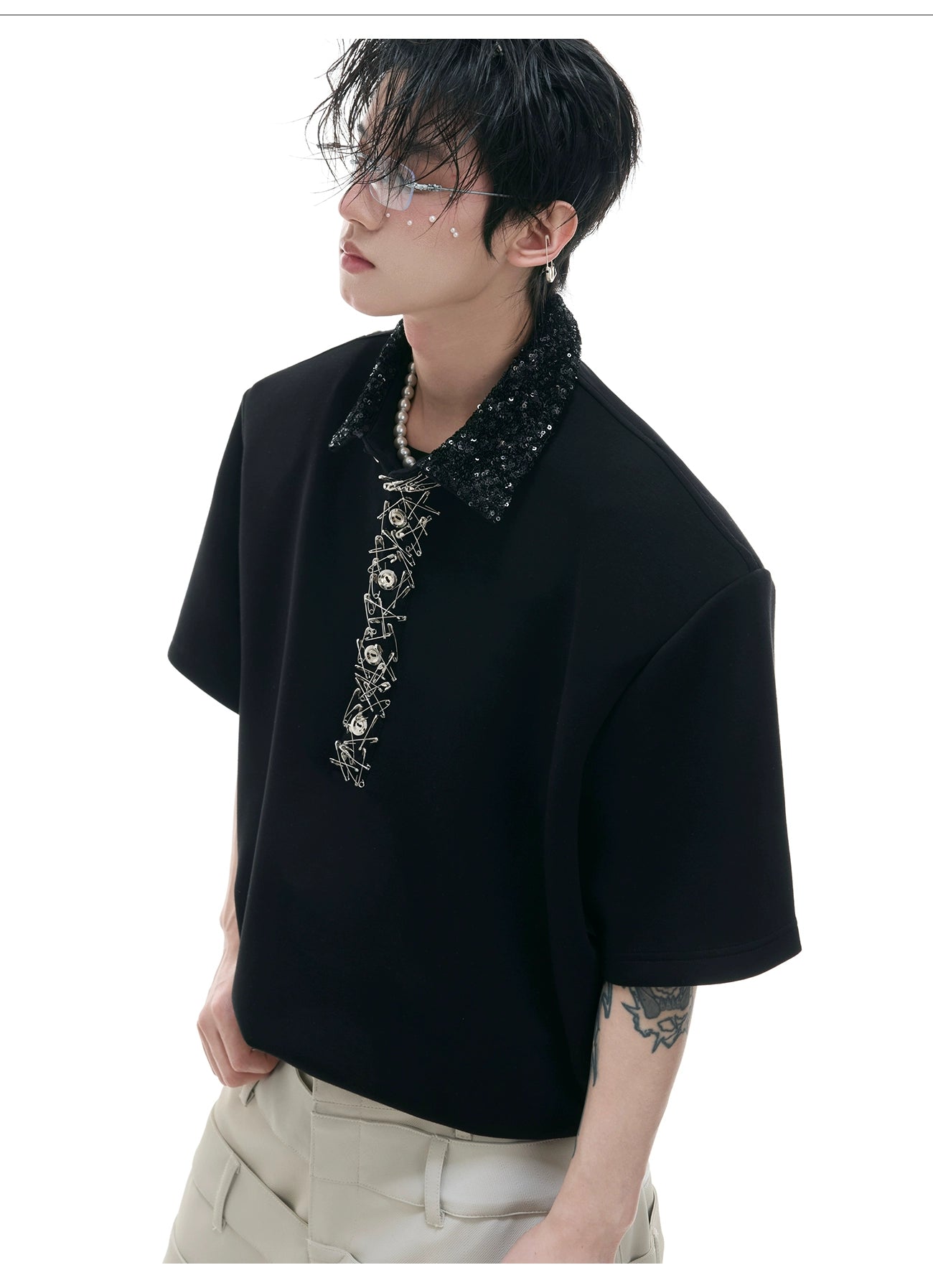 Grey Cotton Polo Shirt Short Sleeve