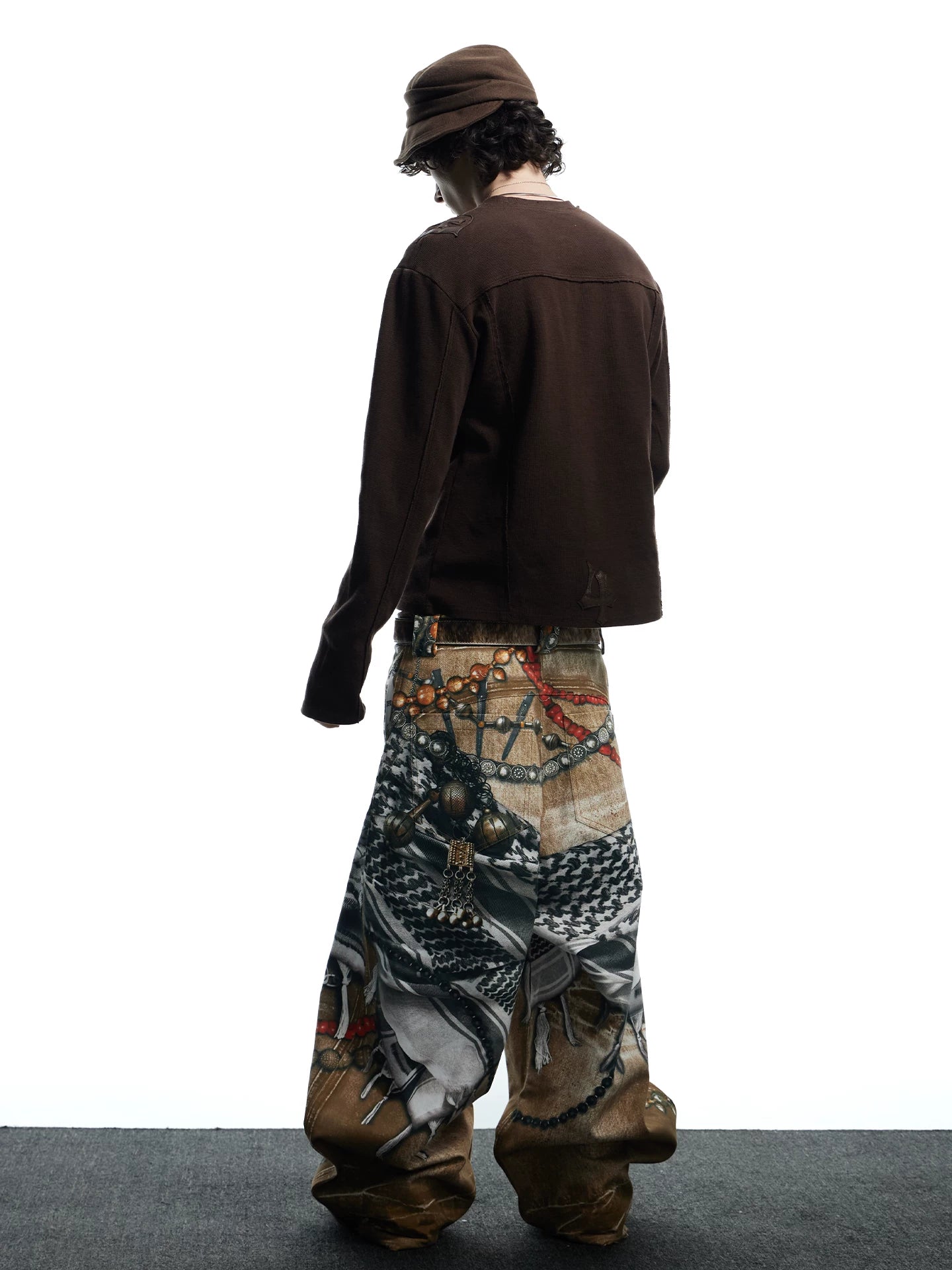 Tribal Collage Print Wide Leg Jeans