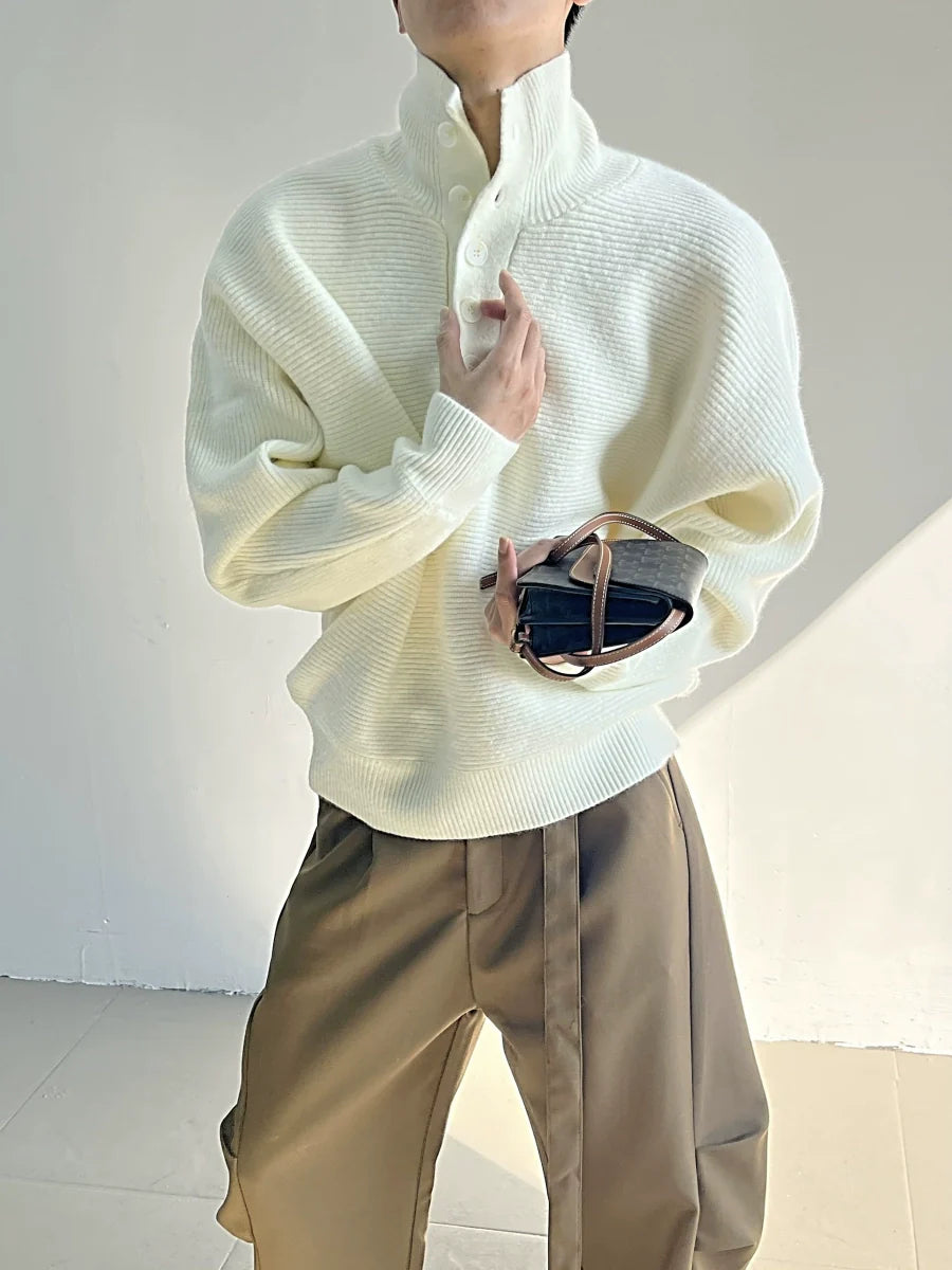 Slate Cloud Polo Knit Sweater