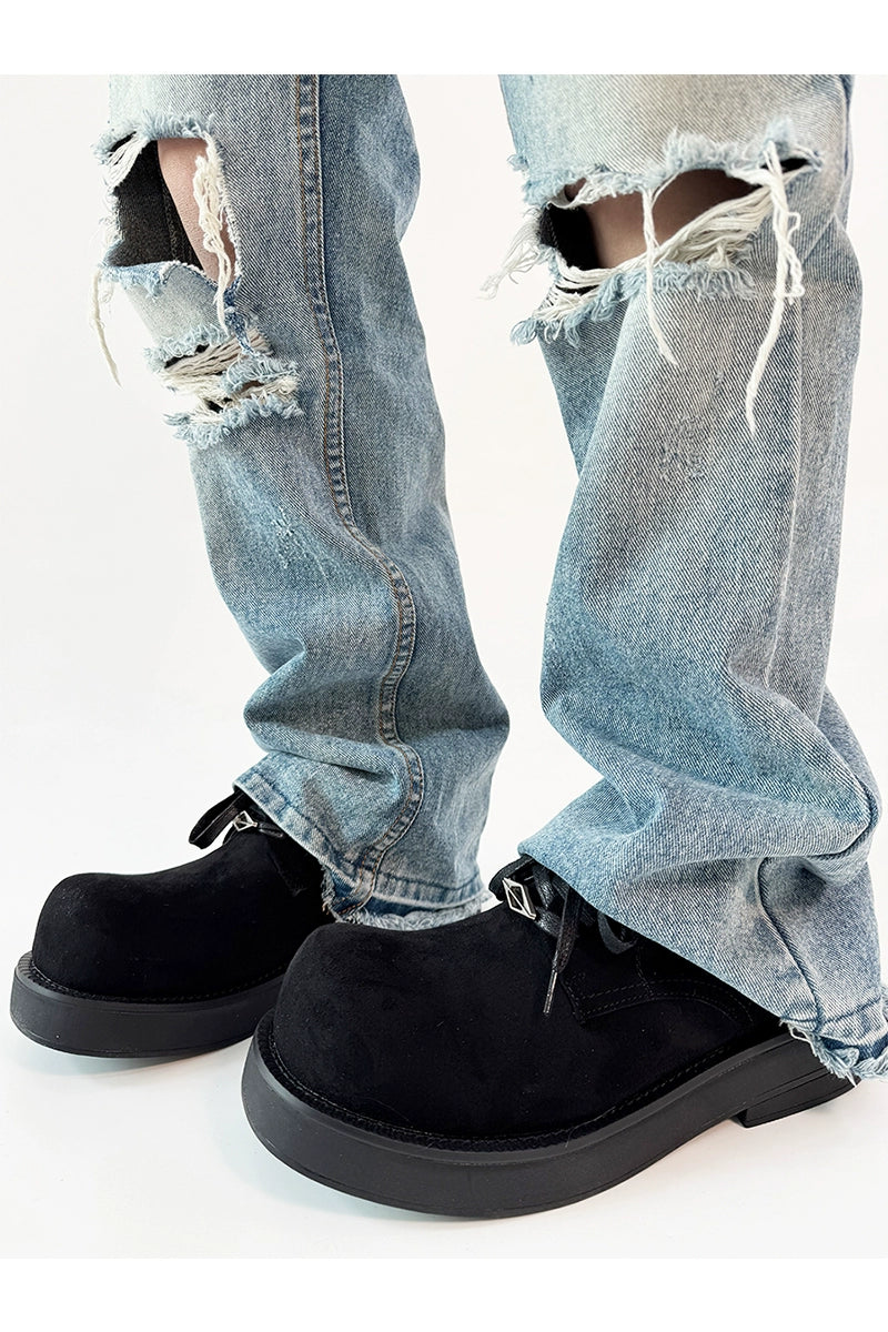 Chunky Work-Style Suede Derby Shoes