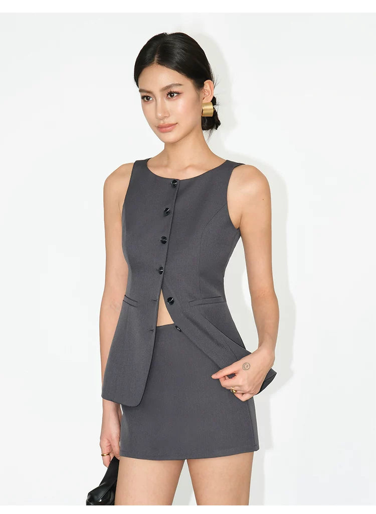 Button Front Tailored Vest
