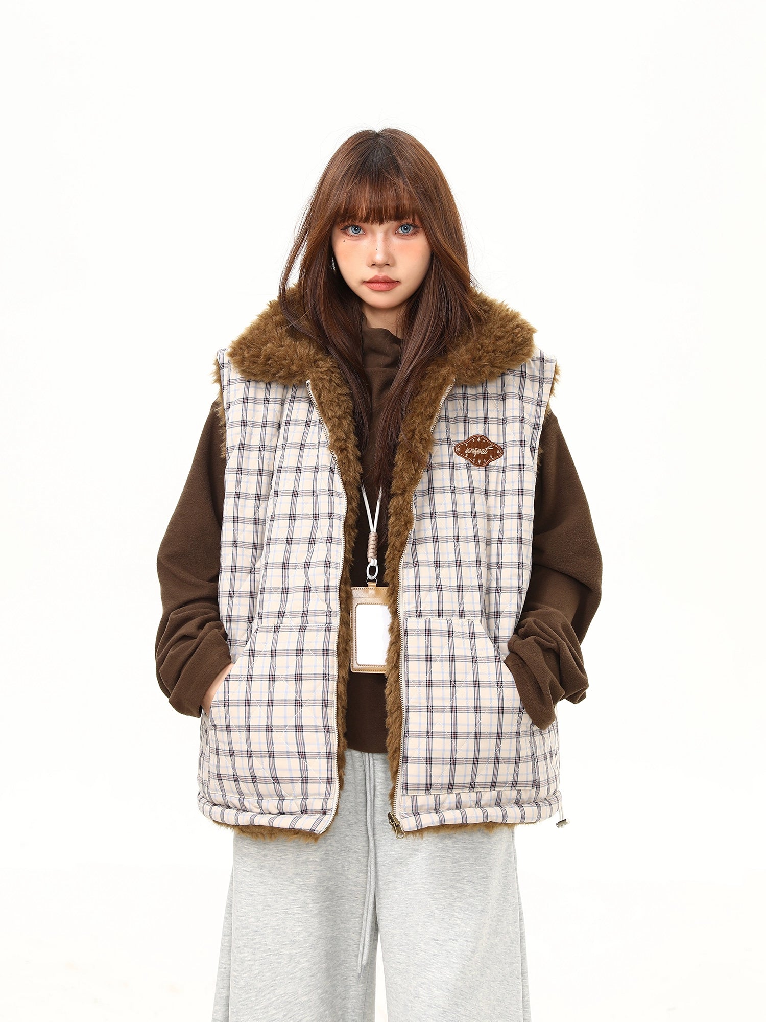 Maple Lodge Check Sherpa Vest