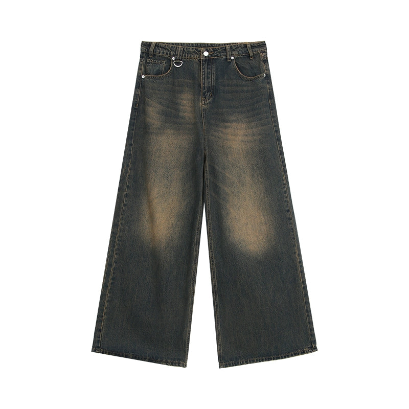 Straight-Wide-Leg Wash Jeans