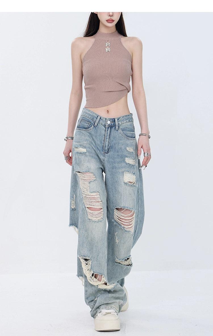 Vintage Grunge Delessed Wide-Big Jeans