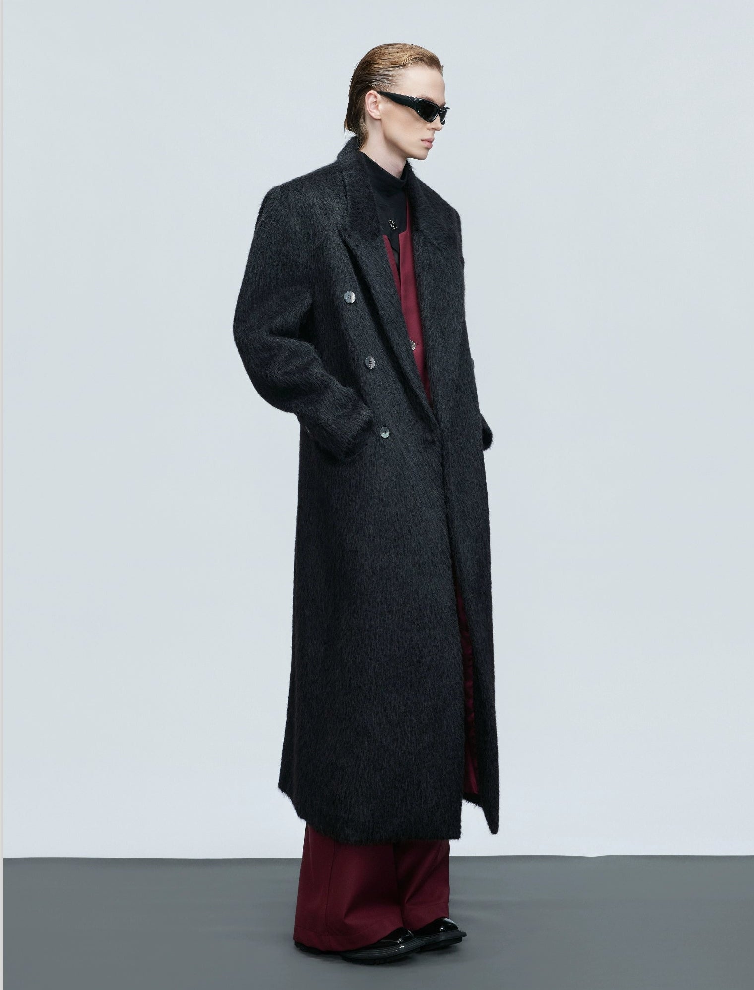 Obsidian Long Mohair Overcoat