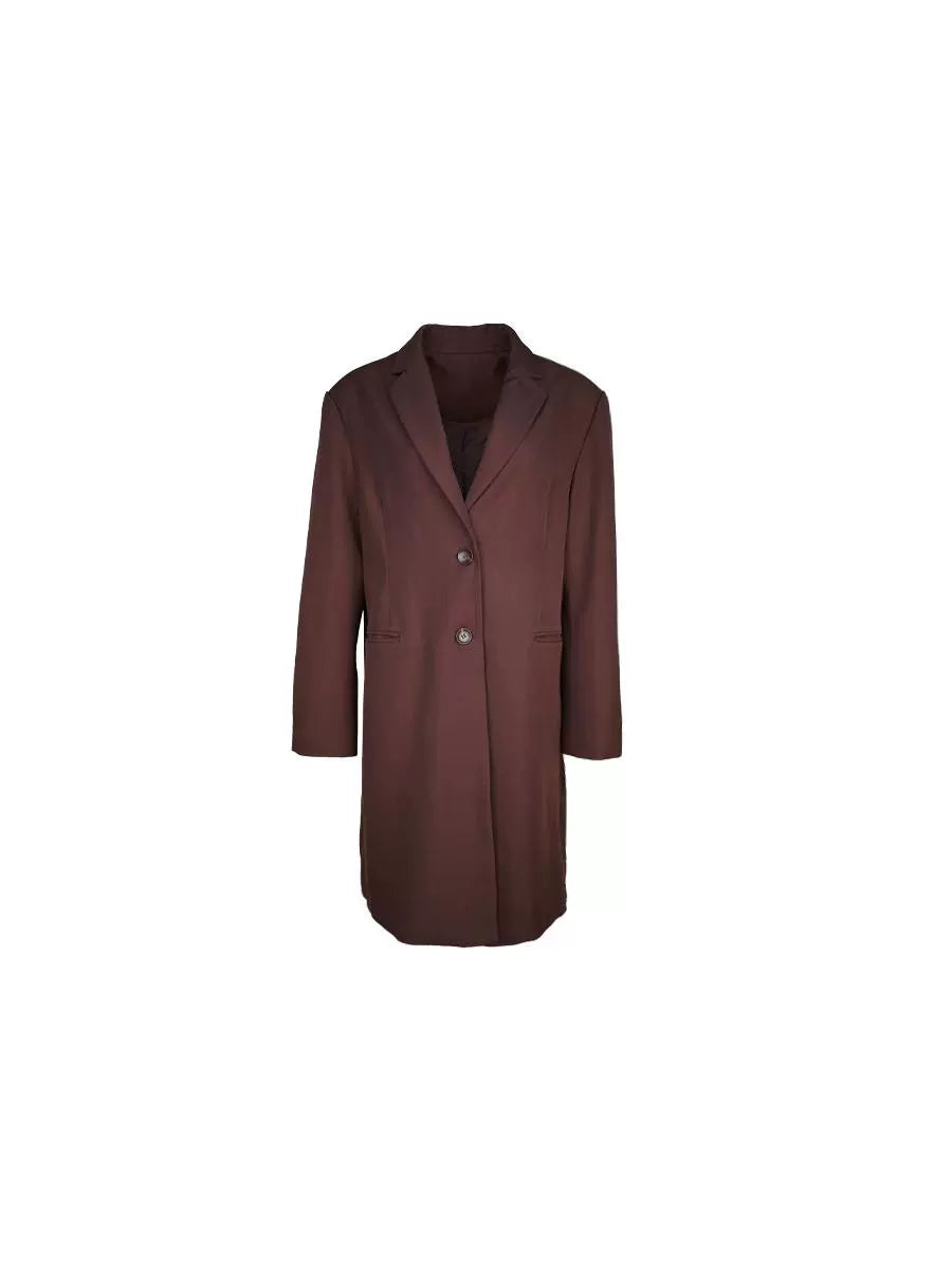 Relaxed-Fit Mid-Length Chocolate Oversized Blazer