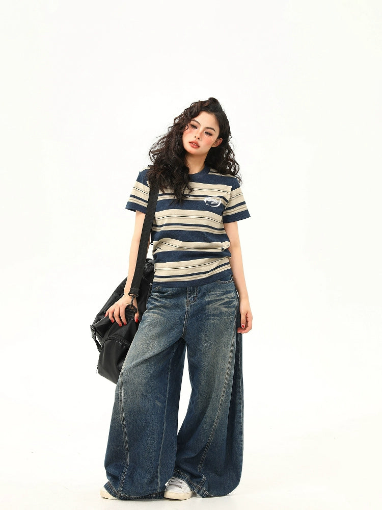 Navy Sand Vintage Stripe Tee